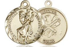 [0192GF5] 14kt Gold Filled Saint Christopher National Guard Medal