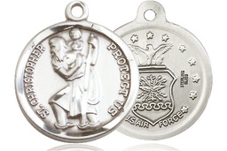 [0192SS1] Sterling Silver Saint Christopher Air Force Medal