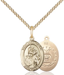 [8053GF1/18G] 14kt Gold Filled Saint Joan of Arc Air Force Pendant on a 18 inch Gold Plate Light Curb chain
