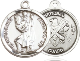 [0192SS5] Sterling Silver Saint Christopher National Guard Medal