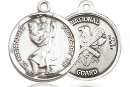 [0192SS5] Sterling Silver Saint Christopher National Guard Medal