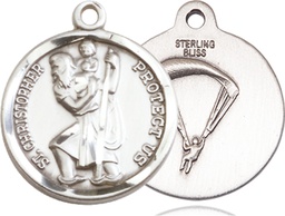 [0192SS7] Sterling Silver Saint Christopher Paratrooper Medal