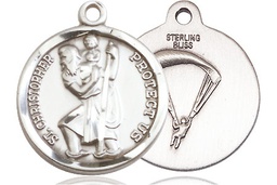 [0192SS7] Sterling Silver Saint Christopher Paratrooper Medal