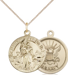 [0193GF6/18GF] 14kt Gold Filled Saint Joan of Arc Navy Pendant on a 18 inch Gold Filled Light Curb chain