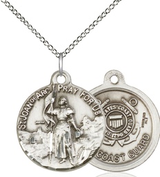 [0193SS3/18SS] Sterling Silver Saint Joan of Arc Coast Guard Pendant on a 18 inch Sterling Silver Light Curb chain