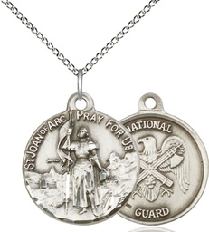 [0193SS5/18SS] Sterling Silver Saint Joan of Arc National Guard Pendant on a 18 inch Sterling Silver Light Curb chain