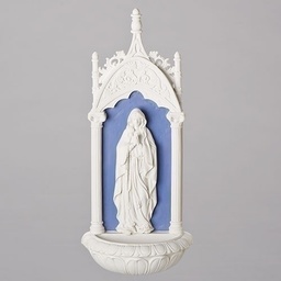 [RO-21427] 11.5"H Our Lady Of Lourdes Water Font; Della Robbia