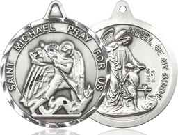 [0201RSS] Sterling Silver Saint Michael Guardian Angel Medal