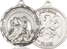 [0201SS5] Sterling Silver Saint Michael National Guard Medal