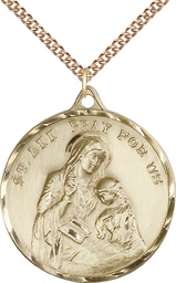 [0203AGF/24GF] 14kt Gold Filled Saint Ann Pendant on a 24 inch Gold Filled Heavy Curb chain