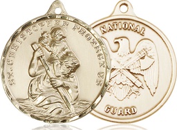 [0203GF5] 14kt Gold Filled Saint Christopher National Guard Medal