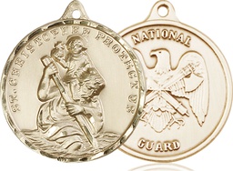 [0203GF5] 14kt Gold Filled Saint Christopher National Guard Medal