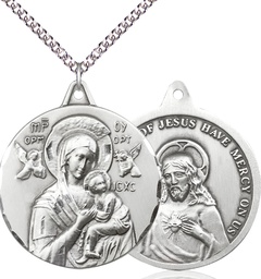 [0203HSS/24SS] Sterling Silver Our Lady of Perpetual Help Pendant on a 24 inch Sterling Silver Heavy Curb chain