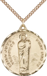 [0203JGF/24GF] 14kt Gold Filled Saint Jude Pendant on a 24 inch Gold Filled Heavy Curb chain