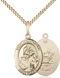 [8053GF6/18G] 14kt Gold Filled Saint Joan of Arc Navy Pendant on a 18 inch Gold Plate Light Curb chain