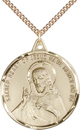 [0203SGF/24GF] 14kt Gold Filled Scapular Pendant on a 24 inch Gold Filled Heavy Curb chain