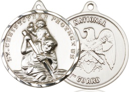 [0203SS5] Sterling Silver Saint Christopher National Guard Medal