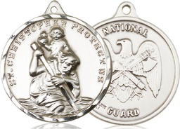 [0203SS5] Sterling Silver Saint Christopher National Guard Medal