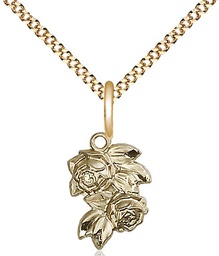 [0204GF/18G] 14kt Gold Filled Rose Pendant on a 18 inch Gold Plate Light Curb chain