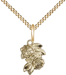 [0204GF/18G] 14kt Gold Filled Rose Pendant on a 18 inch Gold Plate Light Curb chain