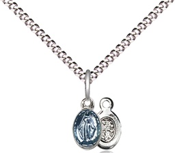 [0205SS/18S] Sterling Silver Miraculous Pendant on a 18 inch Light Rhodium Light Curb chain