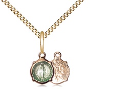 [0206MSSG/18G] Gold Plate Sterling Silver Miraculous Pendant on a 18 inch Gold Plate Light Curb chain