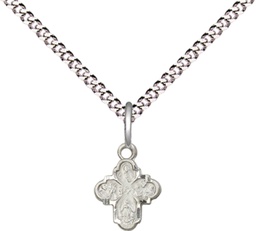 [0207PLSS/18S] Sterling Silver 4-Way Pendant on a 18 inch Light Rhodium Light Curb chain