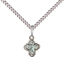 [0207SS/18S] Sterling Silver 4-Way Pendant on a 18 inch Light Rhodium Light Curb chain