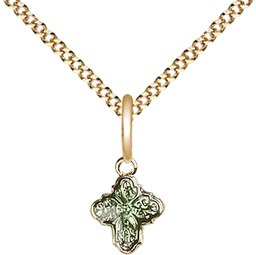 [0207SSG/18G] Gold Plate Sterling Silver 4-Way Pendant on a 18 inch Gold Plate Light Curb chain