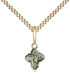 [0207SSG/18G] Gold Plate Sterling Silver 4-Way Pendant on a 18 inch Gold Plate Light Curb chain