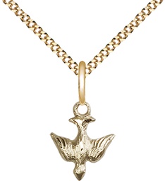 [0208GF/18G] 14kt Gold Filled Holy Spirit Pendant on a 18 inch Gold Plate Light Curb chain