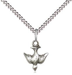 [0208SS/18S] Sterling Silver Holy Spirit Pendant on a 18 inch Light Rhodium Light Curb chain