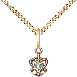 [0211PLGF/18G] 14kt Gold Filled Miraculous Pendant on a 18 inch Gold Plate Light Curb chain
