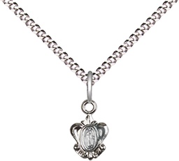 [0211PLSS/18S] Sterling Silver Miraculous Pendant on a 18 inch Light Rhodium Light Curb chain