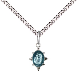 [0212SS/18S] Sterling Silver Miraculous Pendant on a 18 inch Light Rhodium Light Curb chain