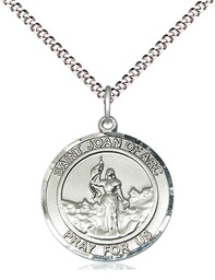 [8053RDSS/18S] Sterling Silver Saint Joan of Arc Pendant on a 18 inch Light Rhodium Light Curb chain