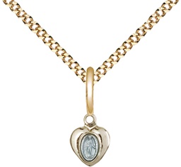 Gold Plate Sterling Silver Miraculous Pendant on a 18 inch Gold Plate Light Curb chain