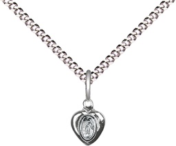 [0217PLSS/18S] Sterling Silver Miraculous Heart Pendant on a 18 inch Light Rhodium Light Curb chain