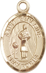 [9038KT] 14kt Gold Saint Genesius of Rome Medal