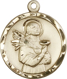 [5435KT] 14kt Gold Saint Lucy Medal