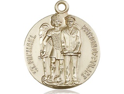 [5680KT] 14kt Gold Saint Michael the Archangel Medal