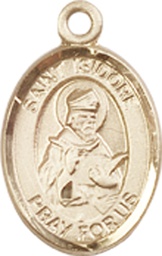 [9049KT] 14kt Gold Saint Isidore of Seville Medal