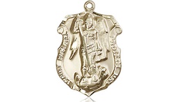 [5692KT] 14kt Gold Saint Michael the Archangel Shield Medal