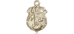 [5699KT] 14kt Gold Saint Michael the Archangel Shield Medal