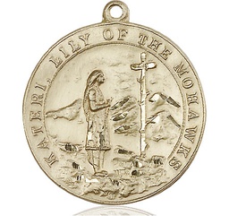 [5898KT] 14kt Gold Saint Kateri Medal