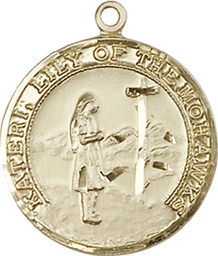 [5899KT] 14kt Gold Saint Kateri Medal