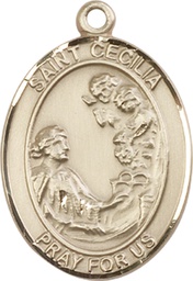 [7016KT] 14kt Gold Saint Cecilia Medal