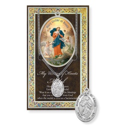 [HI-950-906] O.L. Untier Of Knots Genuine Pewter Medal On A 24" Chain With Biography And Picture Folder