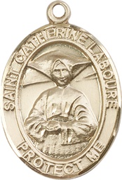 [7021KT] 14kt Gold Saint Catherine Laboure Medal
