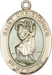 [7022EKT] 14kt Gold Saint Christopher w/Epoxy Medal